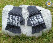 100% Alpaca Wool Fingerless Gloves with Llama Designs gray  - Product id: ALPACAGLOVES09-28 Photo01