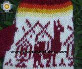 100% Alpaca Wool Fingerless Gloves with Llama Designs Red  - Product id: ALPACAGLOVES09-33 Photo02