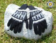 100% Alpaca Wool Gloves with Llama Designs Black  - Product id: ALPACAGLOVES09-08 Photo01