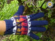 100% Alpaca Wool Gloves with Llama Designs blue  - Product id: ALPACAGLOVES09-13 Photo02