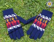100% Alpaca Wool Gloves with Llama Designs blue  - Product id: ALPACAGLOVES09-13 Photo03