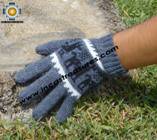 100% Alpaca Wool Gloves with Llama Designs gray  - Product id: ALPACAGLOVES09-09 Photo03