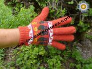 100% Alpaca Wool Gloves with Llama Designs orange  - Product id: ALPACAGLOVES09-15 Photo03
