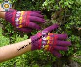 100% Alpaca Wool Gloves with Llama Designs purple  - Product id: ALPACAGLOVES09-16 Photo02