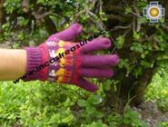 100% Alpaca Wool Gloves with Llama Designs purple  - Product id: ALPACAGLOVES09-16 Photo03