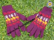 100% Alpaca Wool Gloves with Llama Designs purple  - Product id: ALPACAGLOVES09-16 Photo01