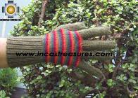 100% Alpaca Wool Gloves with Stripes Designs green and red  - Product id: ALPACAGLOVES09-31 Photo02