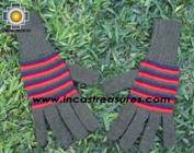 100% Alpaca Wool Gloves with Stripes Designs green and red  - Product id: ALPACAGLOVES09-31 Photo01
