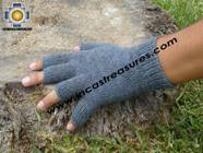 100% Alpaca Wool Fingerless Gloves Gray  - Product id: ALPACAGLOVES09-19 Photo03