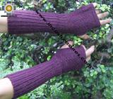 100% Alpaca Wool Wrist Warmers Gloves Solid Color - Product id: ALPACAGLOVES09-35 Photo04