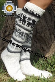 Long 100% Alpaca Socks Classic white - Product id: ALPACASOCKS13-04 Photo03