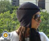 Alpaca Wool Hat Arawi Black, solid Color Chullo - available in 14 colors - Product id: Alpaca-Hats09-27 Photo01