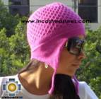 Alpaca Wool Hat Arawi fuchsia, solid Color Chullo - available in 14 colors - Product id: Alpaca-Hats09-32 Photo01