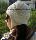 Alpaca Wool Hat Arawi white, solid Color Chullo - available in 14 colors - Product id: Alpaca-Hats09-31 Photo03