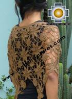 Andean Crochet Poncho Flowers camel - Product id: crochet-poncho-05 Photo02