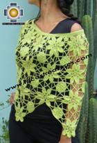 Andean Crochet Poncho Flowers lemon - Product id: crochet-poncho-08 Photo02