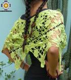 Andean Crochet Poncho Flowers lemon - Product id: crochet-poncho-08 Photo03