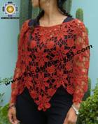 Andean Crochet Poncho Flowers ocre - Product id: crochet-poncho-06 Photo02