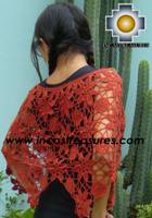 Andean Crochet Poncho Flowers ocre - Product id: crochet-poncho-06 Photo03