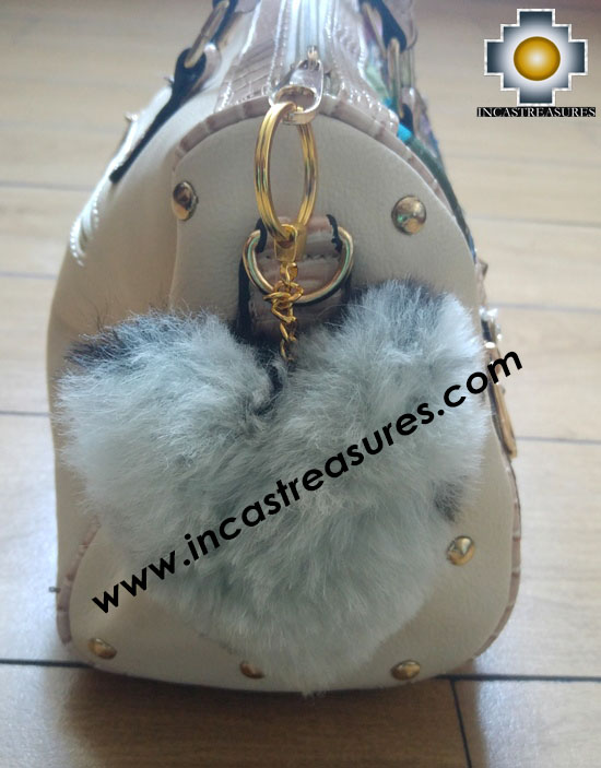 Alpaca Fur Souvenirs Hearts Keyrings - 100% Baby Alpaca
