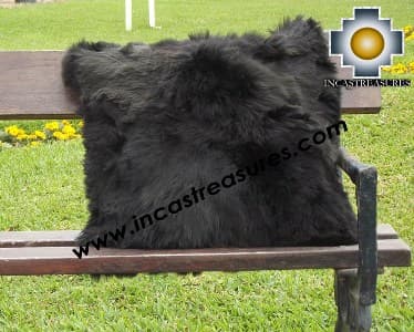 100% Baby Alpaca Cushion one side SURI Black - Product id: Alpaca-cushion12-03black Photo01