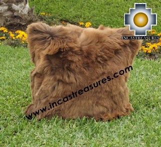 100% Baby Alpaca Cushion one side SURI white - Product id: Alpaca-cushion12-04brown Photo01