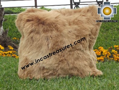100% Baby Alpaca Cushion both sides Premium SURI Black - Product id: Alpaca-cushion12-12camel Photo01