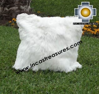 100% Baby Alpaca Cushion one side SURI white - Product id: Alpaca-cushion12-02white Photo01