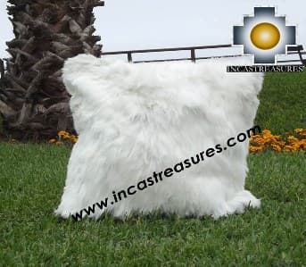 100% Baby Alpaca Cushion one side SURI White - Product id: Alpaca-cushion12-02white Photo02