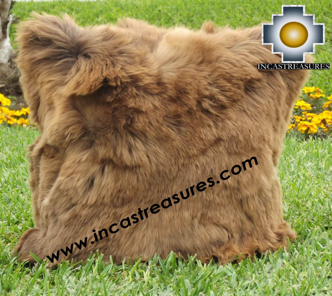 100% Baby Alpaca Cushion Both Sides Premium SURI Brown - Product id: Alpaca-cushion12-10brown
