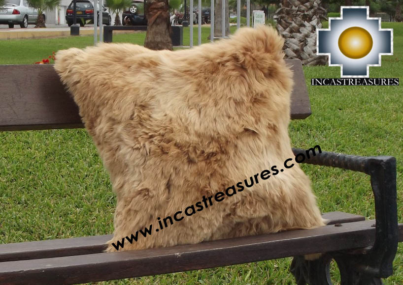 100% Baby Alpaca Cushion both sides Premium SURI Black - Product id: Alpaca-cushion12-12camel