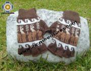 100% Alpaca Wool Fingerless Gloves with Llama Designs chocolate  - Product id: ALPACAGLOVES09-27 Photo03
