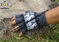 100% Alpaca Wool Fingerless Gloves with Llama Designs gray  - Product id: ALPACAGLOVES09-28 Photo03