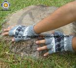 100% Alpaca Wool Fingerless Gloves with Llama Designs silver  - Product id: ALPACAGLOVES09-31 Photo02