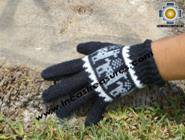 100% Alpaca Wool Gloves with Llama Designs Black  - Product id: ALPACAGLOVES09-08 Photo03