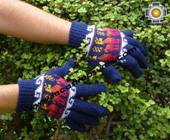 100% Alpaca Wool Gloves with Llama Designs blue  - Product id: ALPACAGLOVES09-13 Photo01