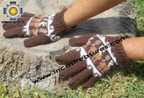 100% Alpaca Wool Gloves with Llama Designs brown  - Product id: ALPACAGLOVES09-11 Photo03