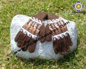 100% Alpaca Wool Gloves with Llama Designs brown  - Product id: ALPACAGLOVES09-11 Photo01