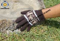 100% Alpaca Wool Gloves with Llama Designs chocolate  - Product id: ALPACAGLOVES09-12 Photo03