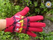 100% Alpaca Wool Gloves with Llama Designs red  - Product id: ALPACAGLOVES09-17 Photo03