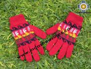 100% Alpaca Wool Gloves with Llama Designs red  - Product id: ALPACAGLOVES09-17 Photo01
