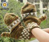 Alpaca Wool Hand Knit Mittens gloves tawa - Product id: ALPACAGLOVES09-46 Photo03