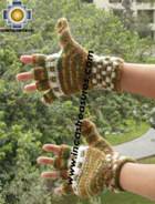 Alpaca Wool Hand Knit Mittens gloves tawa - Product id: ALPACAGLOVES09-46 Photo01