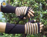 100% Alpaca Wool Mitts Beige Stripes - Product id: ALPACAGLOVES09-40 Photo03