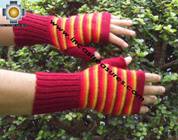 100% Alpaca Wool Mitts Red Stripes - Product id: ALPACAGLOVES09-38 Photo03