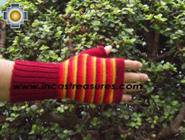 100% Alpaca Wool Mitts Red Stripes - Product id: ALPACAGLOVES09-38 Photo02