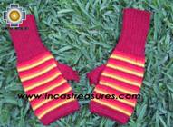100% Alpaca Wool Mitts Red Stripes - Product id: ALPACAGLOVES09-38 Photo01
