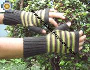 100% Alpaca Wool Mitts Yellow Stripes - Product id: ALPACAGLOVES09-39 Photo02