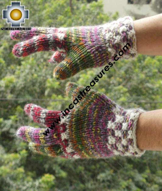 Alpaca Wool Hand Knit Mittens gloves chunka - Product id: ALPACAGLOVES09-54Photo01