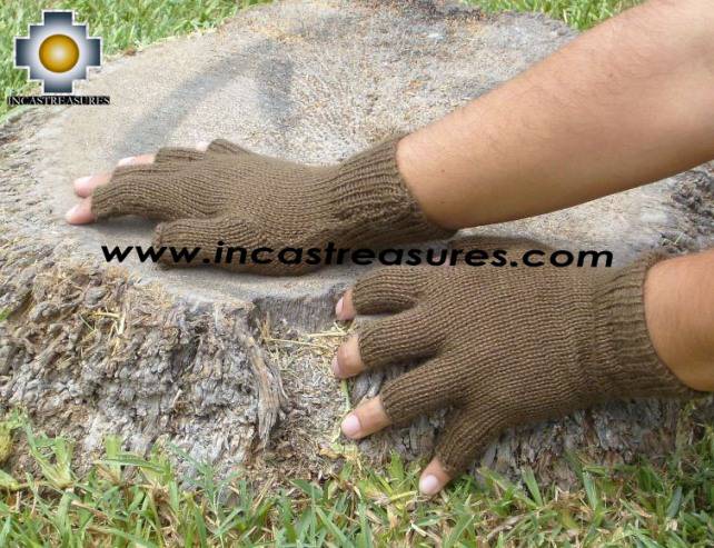100% Alpaca Wool Fingerless gloves Earth